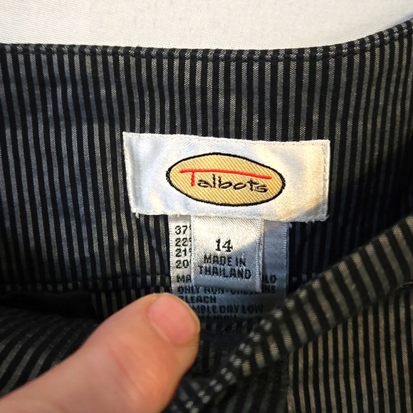 Talbots, Skirt, Sz 14, Black, Silver, Striped, Pockets, Buttons, Cotton, Linen - Picture 3 of 11